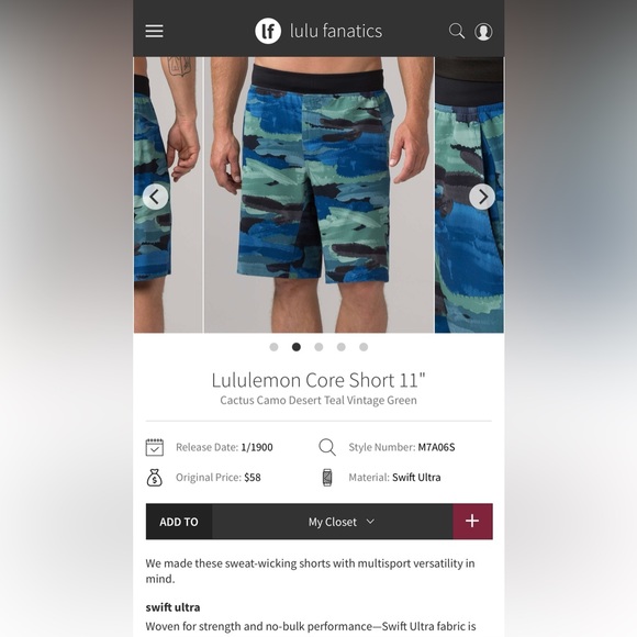 Lululemon Core Short 11" Linerless Size XL - Picture 6 of 7